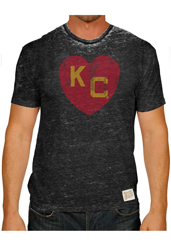 Original Retro Brand Kansas City Monarchs Black Heart Kansas City Short Sleeve Fashion T Shirt