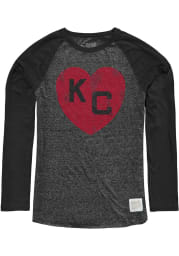 Original Retro Brand Kansas City Monarchs Black Monarch Heart Long Sleeve Fashion T Shirt