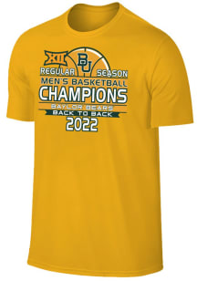 Baylor Bears Gold 2022 Big 12 Basketball Champions Short Sleeve T Shirt