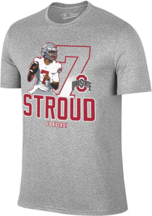 CJ Stroud Ohio State Buckeyes Grey Player Short Sleeve Player T Shirt