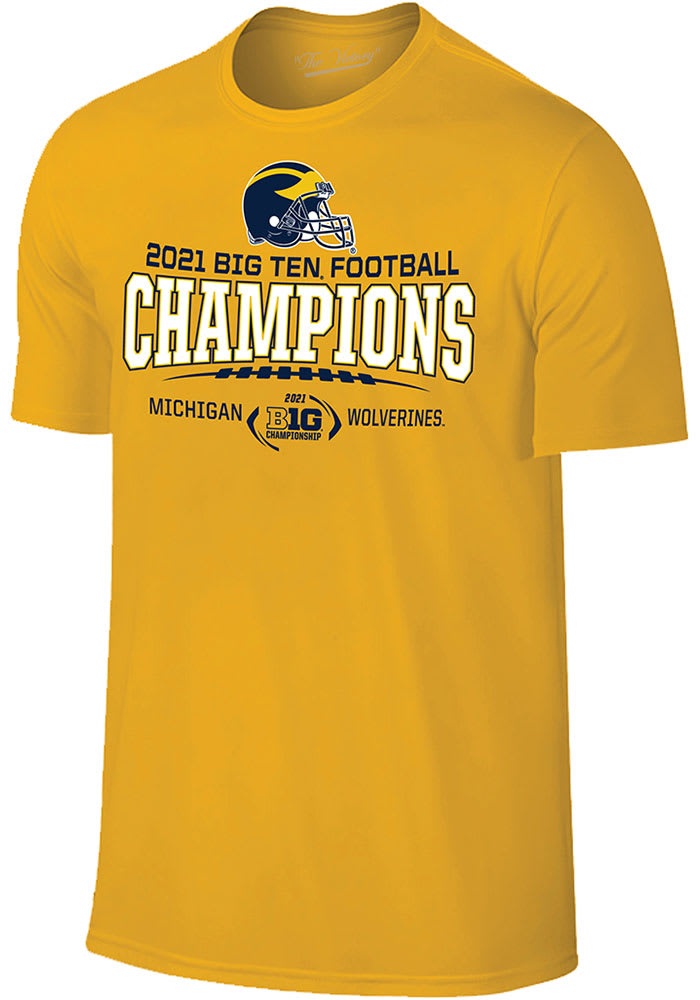 Michigan Wolverines Gold 2021 Big 10 Conference Champions Short Sleeve T Shirt