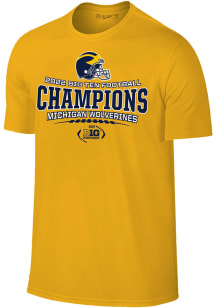 Michigan Wolverines Yellow 2022 Big 10 Football Conference Champions Short Sleeve Fashion T Shir..