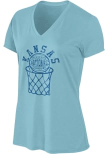 Kansas Jayhawks Womens Light Blue 2022 National Champions Ball Short Sleeve T-Shirt