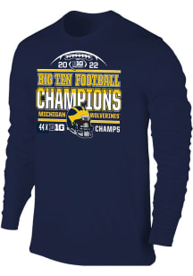 Michigan Wolverines Navy Blue 2022 Big 10 Football Conference Champions Long Sleeve Fashion T Sh..