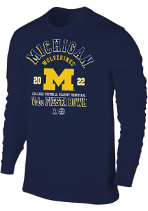 Michigan Wolverines Navy Blue 2022 College Football Playoff Bound Long Sleeve Fashion T Shirt