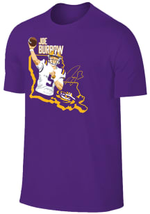 Joe Burrow  LSU Tigers Purple The Victory Joe Burrow Caricature Short Sleeve T Shirt