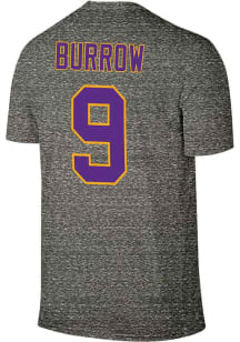 Joe Burrow LSU Tigers Grey Name And Number Short Sleeve Player T Shirt