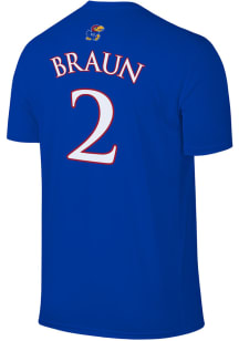 Christian Braun Kansas Jayhawks Blue Braun Name and Number Short Sleeve Player T Shirt