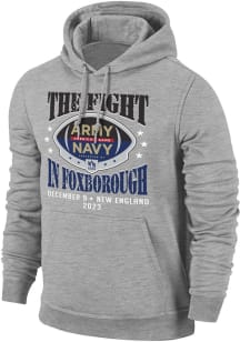 Mens Grey Army vs Navy 2023 Long Sleeve Hoodie