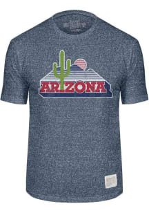 Original Retro Brand Arizona Wildcats Navy Blue Cactus Landscape Short Sleeve Fashion T Shirt