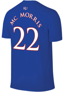Marcus Morris Kansas Jayhawks Blue No22 Shirzee Short Sleeve Player T Shirt