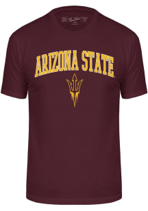 Arizona State Sun Devils Maroon Arch Mascot Short Sleeve Fashion T Shirt