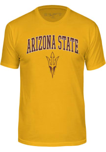 Arizona State Sun Devils Gold Wordmark Arch Mascot Short Sleeve T Shirt