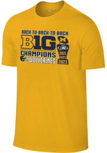 Michigan Wolverines Gold 2023 Big 10 Trophy Conference Champions Short Sleeve T Shirt
