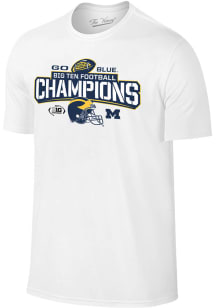 Michigan Wolverines White 2023 Bowtie Helmet Big 10 Conference Champions Short Sleeve T Shirt