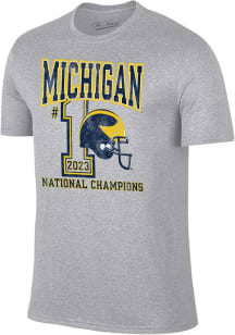Michigan Wolverines Grey 2023 National Champions No 1 Short Sleeve T Shirt