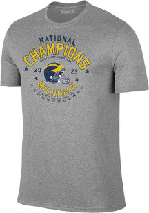 Michigan Wolverines Grey 2023 National Champions Stars Short Sleeve Fashion T Shirt