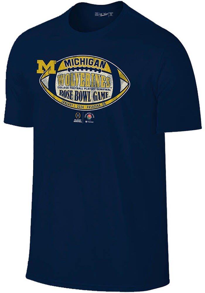 Michigan Wolverines Navy Blue 2023 Football Icon CFP Bound Short Sleeve ...