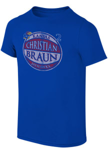 Christian Braun Kansas Jayhawks Youth Blue Christian Braun Bball Graphic Player Tee