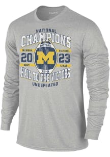 Michigan Wolverines Grey 2023 National Champions Hail Long Sleeve Fashion T Shirt