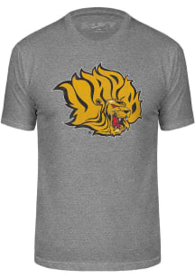 Arkansas Pine Bluff Golden Lions Charcoal Triblend Distressed Logo Short Sleeve Fashion T Shirt