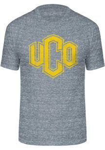 Central Oklahoma Bronchos Blue Triblend Distressed Logo Short Sleeve Fashion T Shirt