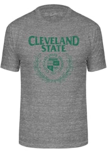 Cleveland State Vikings Grey Triblend Seal Short Sleeve Fashion T Shirt