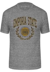 Emporia State Hornets Grey Triblend Seal Short Sleeve Fashion T Shirt
