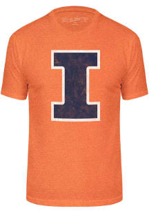 Illinois Fighting Illini Orange Triblend Distressed Logo Short Sleeve Fashion T Shirt