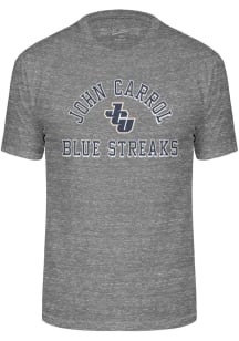 John Carroll Blue Streaks Grey Triblend Number One Design Short Sleeve Fashion T Shirt