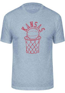Kansas Jayhawks Light Blue Triblend Basketball Short Sleeve Fashion T Shirt