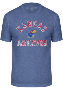 Kansas Jayhawks Blue Triblend Number One Design Short Sleeve Fashion T Shirt
