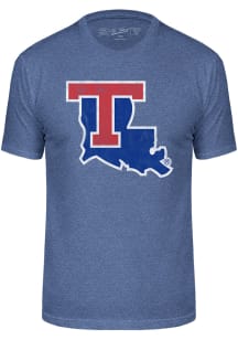 Louisiana Tech Bulldogs Blue Triblend Distressed Logo Short Sleeve Fashion T Shirt