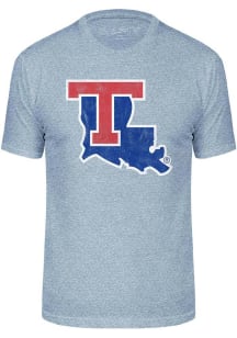 Louisiana Tech Bulldogs Light Blue Triblend Distressed Logo Short Sleeve Fashion T Shirt