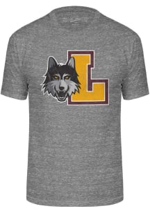 Loyola Ramblers Grey Triblend Distressed Logo Short Sleeve Fashion T Shirt