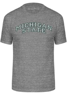 Grey Michigan State Spartans Triblend Arch Name Short Sleeve Fashion T Shirt