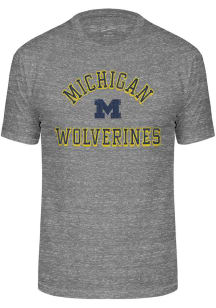 Michigan Wolverines Grey Triblend Number One Design Short Sleeve Fashion T Shirt