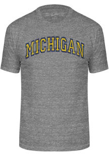 Michigan Wolverines Grey Triblend Arch Name Short Sleeve Fashion T Shirt