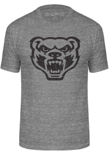 Oakland University Golden Grizzlies Grey Triblend Distressed Logo Short Sleeve Fashion T Shirt