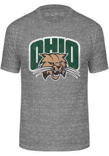 Ohio Bobcats Grey Triblend Distressed Logo Short Sleeve Fashion T Shirt