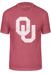 Oklahoma Sooners Crimson Triblend Distressed Logo Short Sleeve Fashion T Shirt
