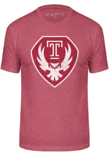 Temple Owls Red Triblend Distressed Logo Short Sleeve Fashion T Shirt