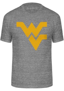 West Virginia Mountaineers Grey Triblend Distressed Logo Short Sleeve Fashion T Shirt