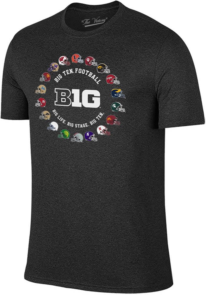 Big Ten BLACK-HEATHER Helmet Short Sleeve Fashion T Shirt - 28811928