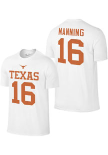 Arch Manning Texas Longhorns White NIL Short Sleeve Player T Shirt