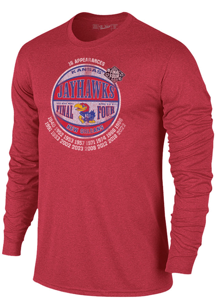 Kansas Jayhawks Red 2022 Final Four Ball Appearances Long Sleeve Fashion T Shirt