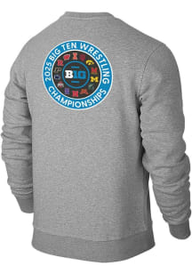 Mens Grey Big Ten 2025 Big Ten Wrestling Tournament Crew Sweatshirt