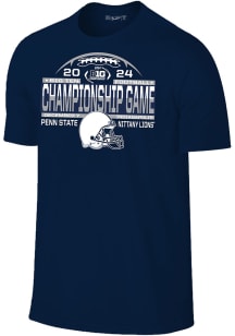 Penn State Nittany Lions 2024 Big Ten Football Championship Laces Short Sleeve T Shirt - Navy Bl..