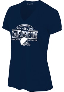 Penn State Nittany Lions 2024 Big Ten Football Championship Laces Short Sleeve T-Shirt - Navy Bl..