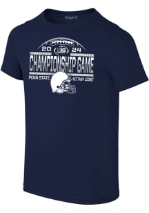 Youth Navy Blue Penn State Nittany Lions 2024 Big Ten Football Championship Laces Short Sleeve T..